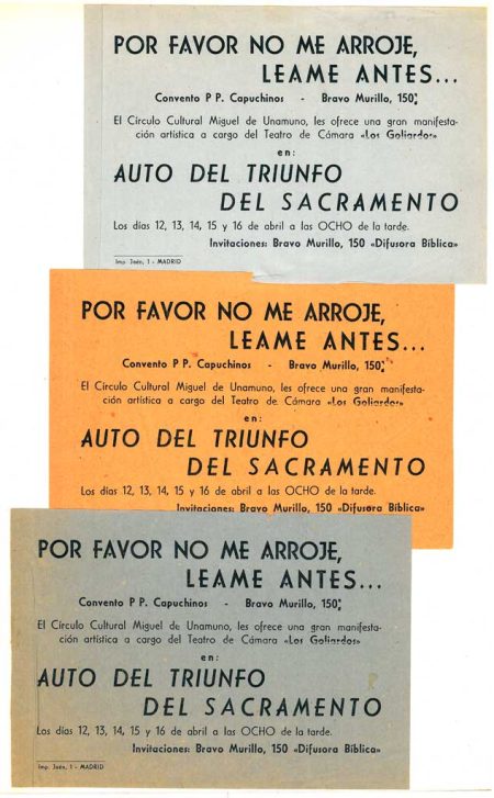 Auto del Triunfo del Sacramento Invitación del Círculo Cultural Miguel de Unamuno